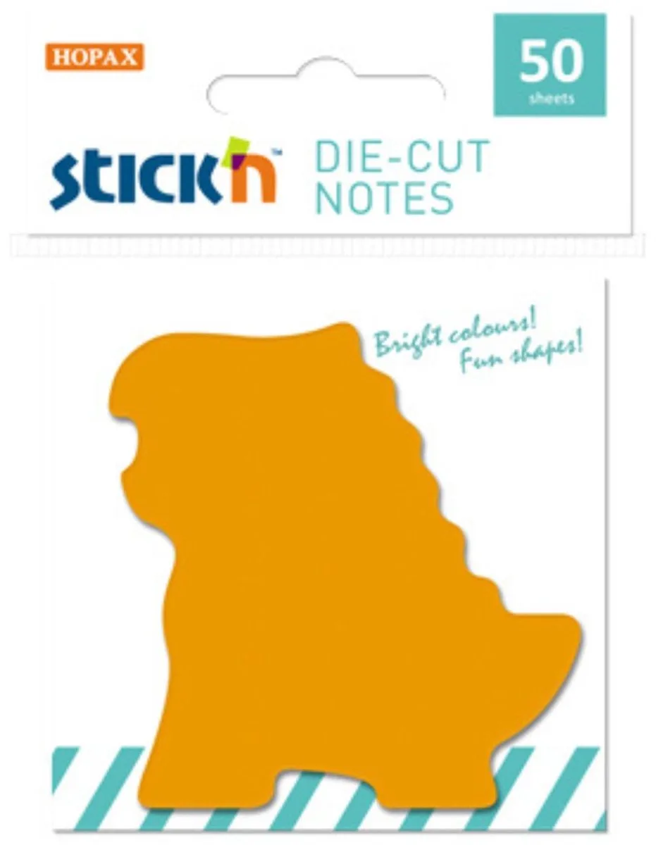 Sticky Dinosaurus Notes - 70 x 68mm - Oranje - 50 Memoblaadjes van Stick'n in Oranje dino – productfoto