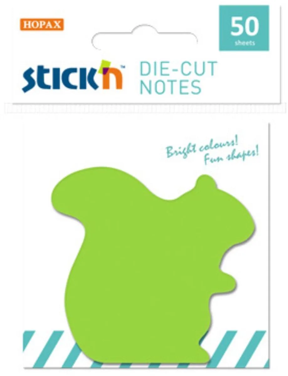 Sticky Eekhoorn Notes - 60 x 62mm - Groen - 50 Memoblaadjes van Stick'n in Groen eekhoorn – productfoto