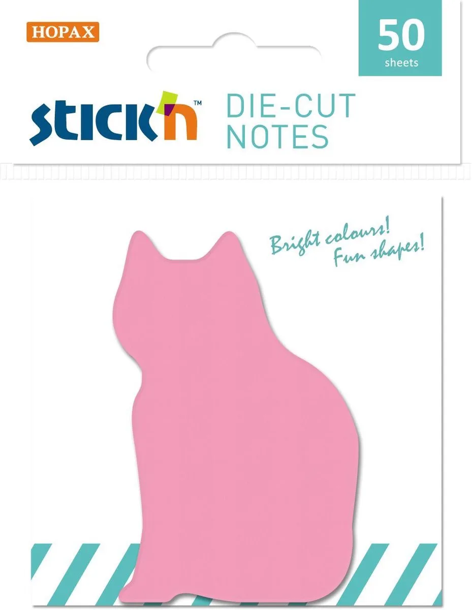 Sticky Katten Notes - 68 x 45mm - Roze Sticky Notes - 50 Memoblaadjes van Stick'n in Roze kat – productfoto
