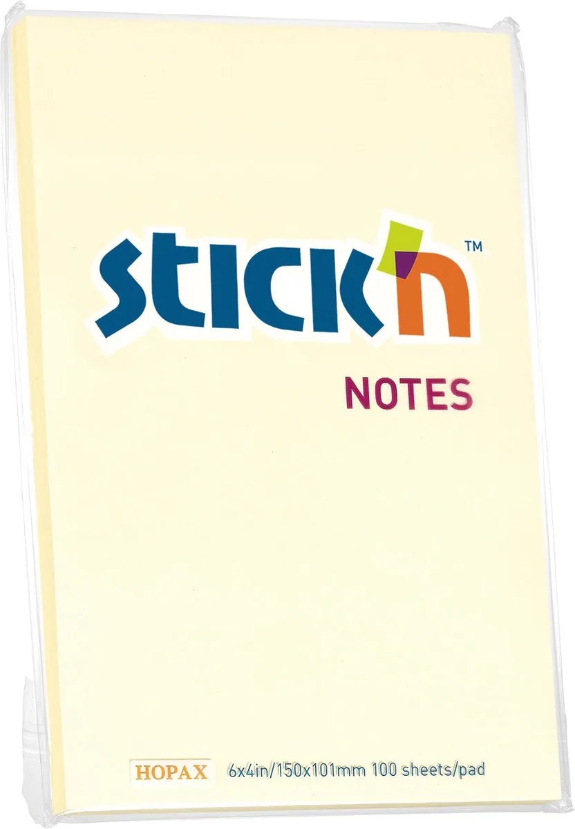 Sticky Notes - 152x102mm - Pastel - 100 memoblaadjes van Stick'n in Geel – productfoto