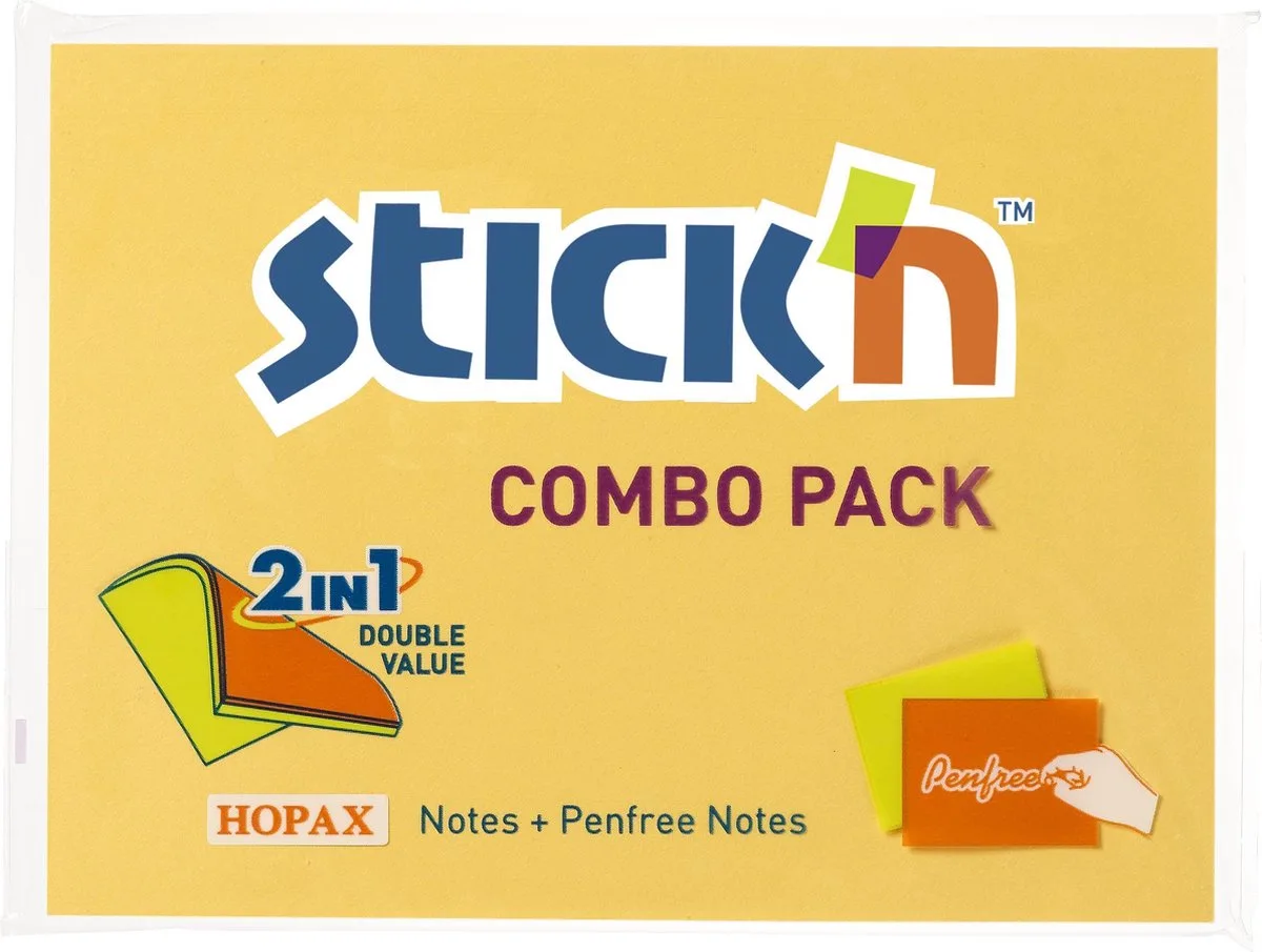 Sticky Notes - 76x101mm - 50 Memoblaadjes - 3 Penvrije Memoblaadjes van Stick'n in Mango – productfoto