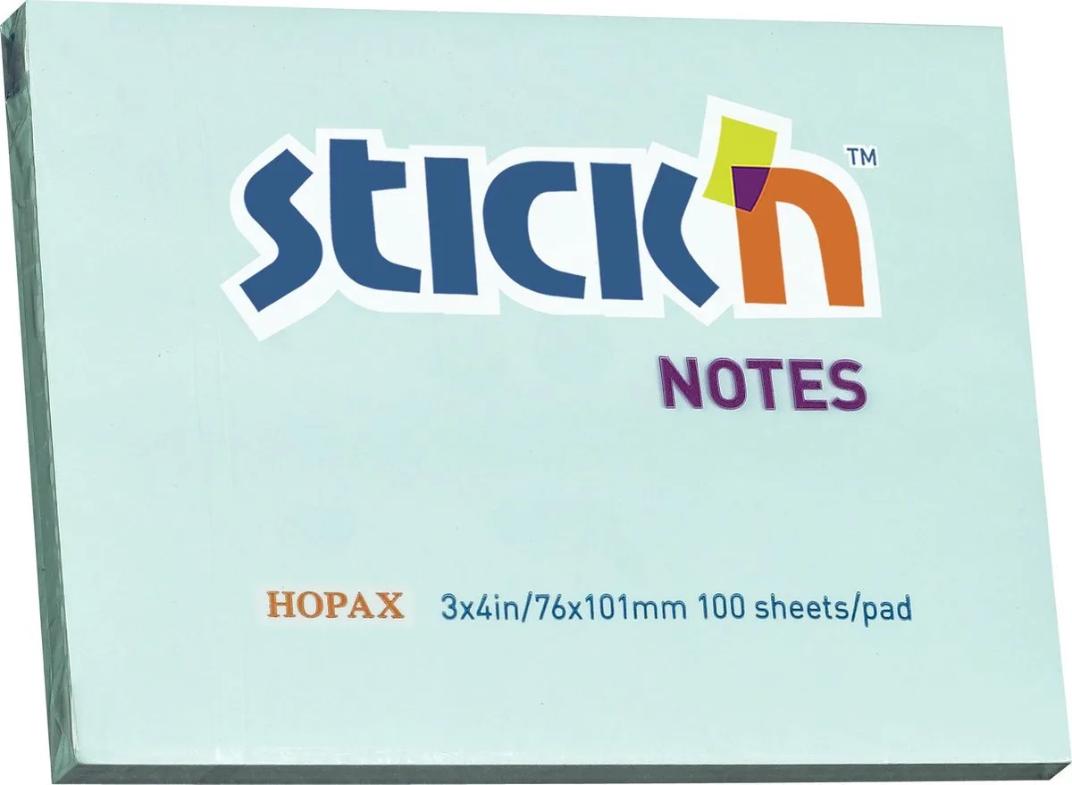 sticky notes - 76x102mm, pastel 100 memoblaadjes von Stick'n in Blau – Produktfoto