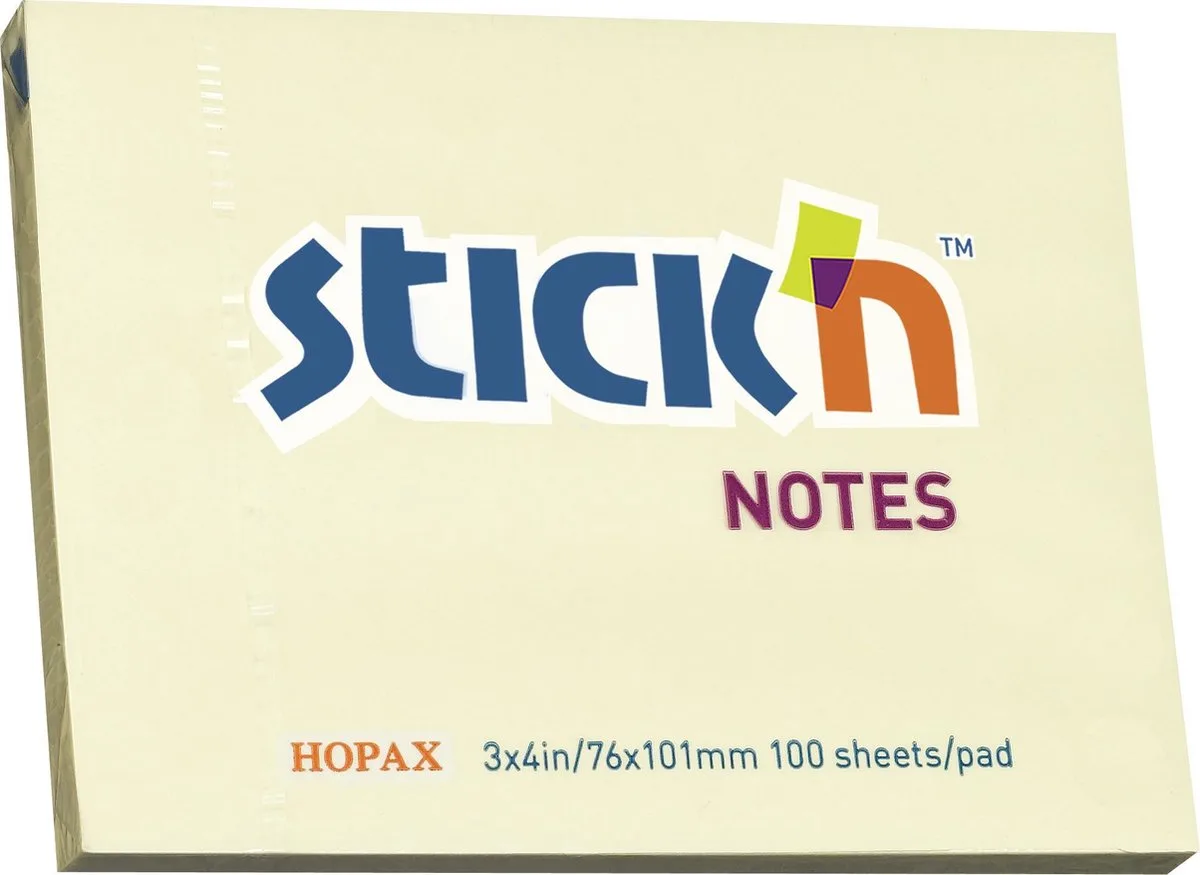 sticky notes - 76x102mm, pastel 100 memoblaadjes von Stick'n in Gelb – Produktfoto