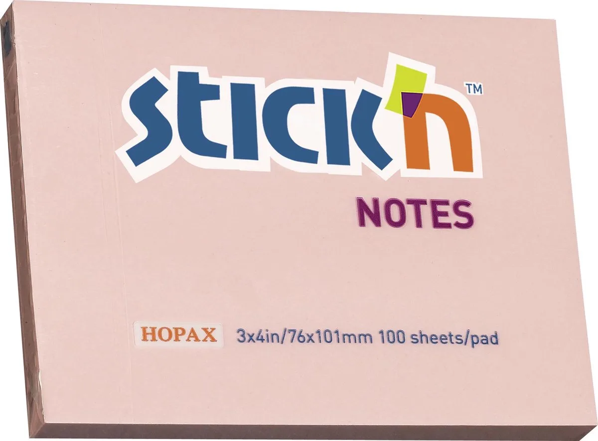 sticky notes - 76x102mm, pastel 100 memoblaadjes van Stick'n in Roze – productfoto