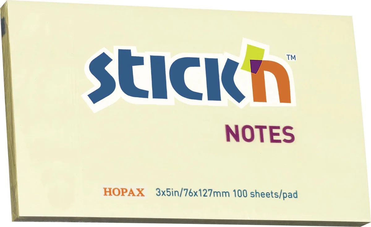 sticky notes - 76x127mm, 100 memoblaadjes von Stick'n in Pastel geel – Produktfoto
