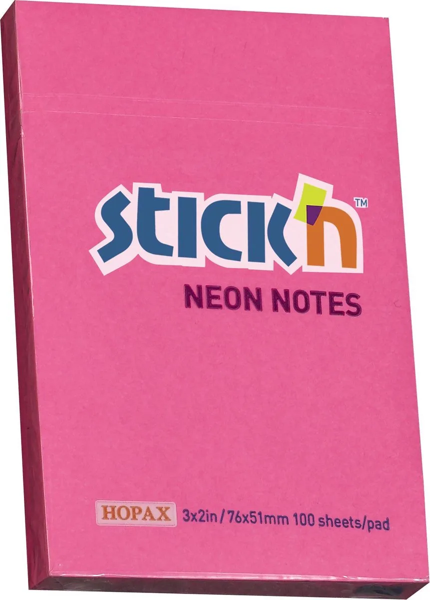 sticky notes - 76x51mm, neon 100 memoblaadjes van Stick'n in Magenta – productfoto