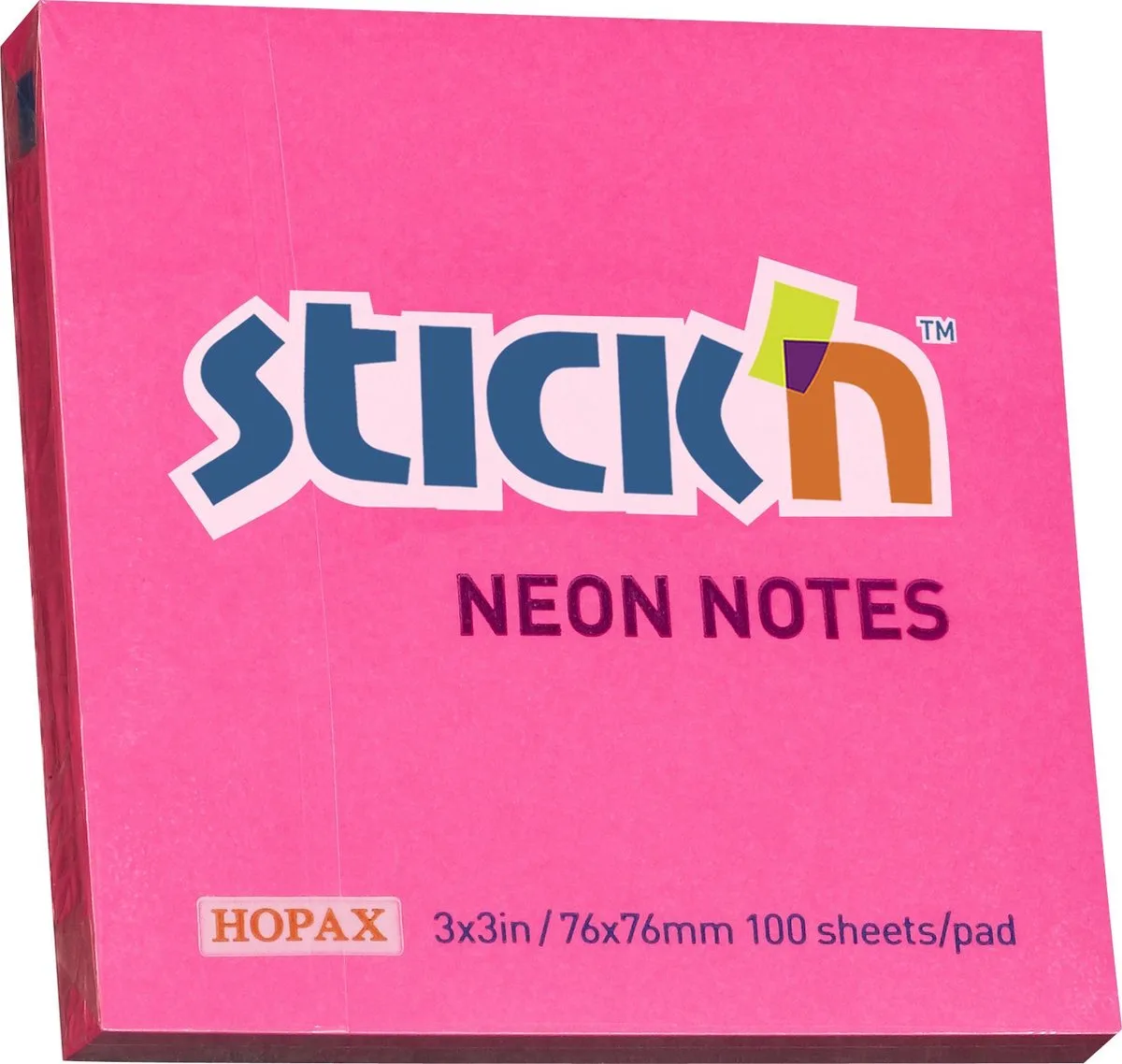 sticky notes - 76x76mm, 100 memoblaadjes van Stick'n in Neon Magenta – productfoto
