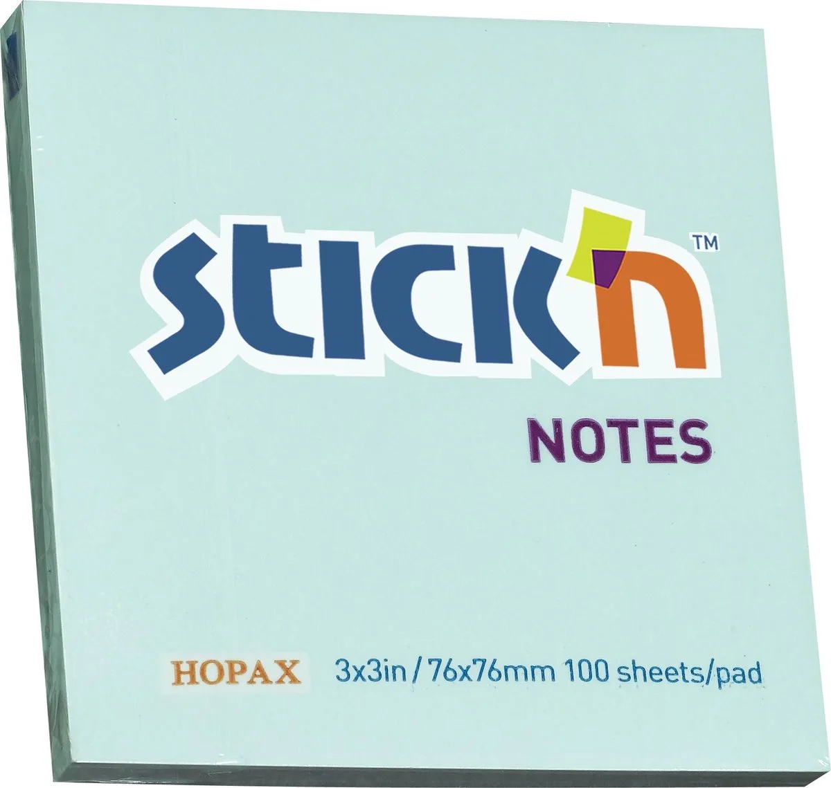 sticky notes - 76x76mm, 100 memoblaadjes van Stick'n in Pastel Blauw – productfoto