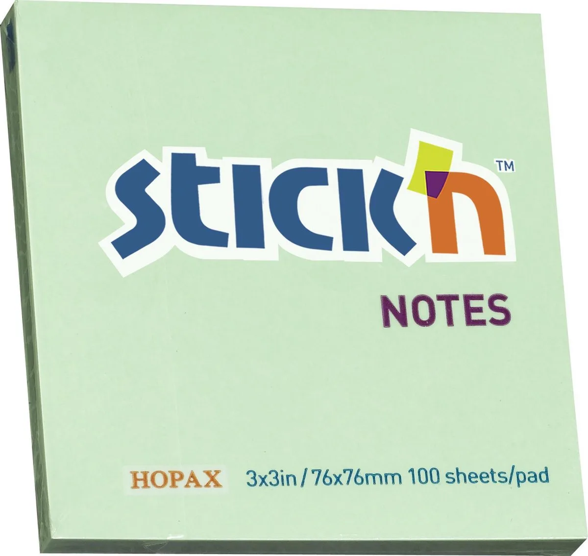 sticky notes - 76x76mm, 100 memoblaadjes van Stick'n in Pastel Groen – productfoto