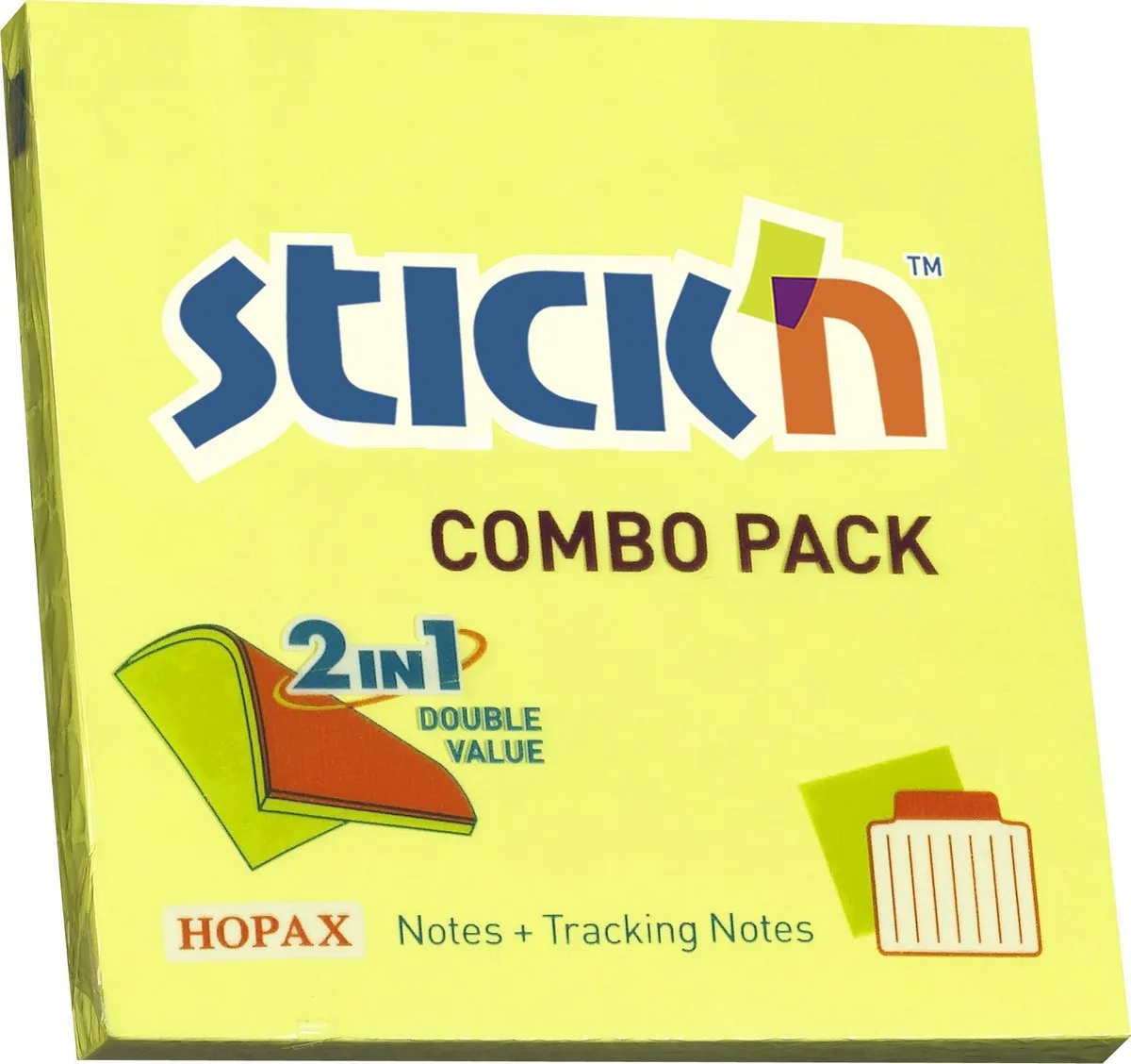 Sticky Notes - 76x76mm - Neon - 5 Tracking Notes - Gelijnd van Stick'n in Geel – productfoto