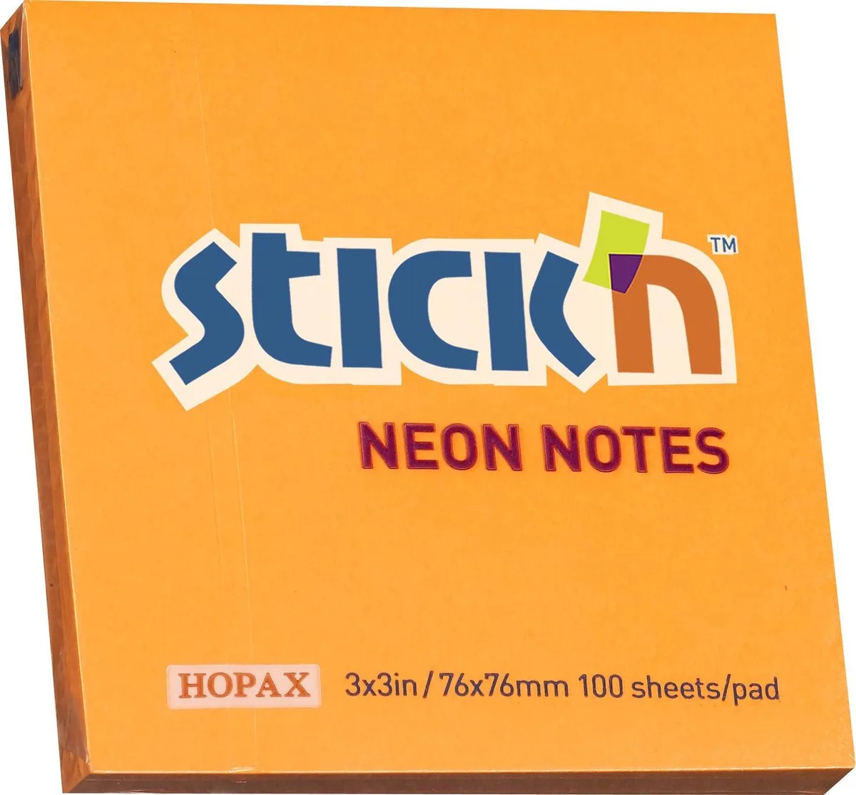 sticky notes - 76x76mm - Oranje - 100 memoblaadjes van Stick'n in Neon Oranje – productfoto
