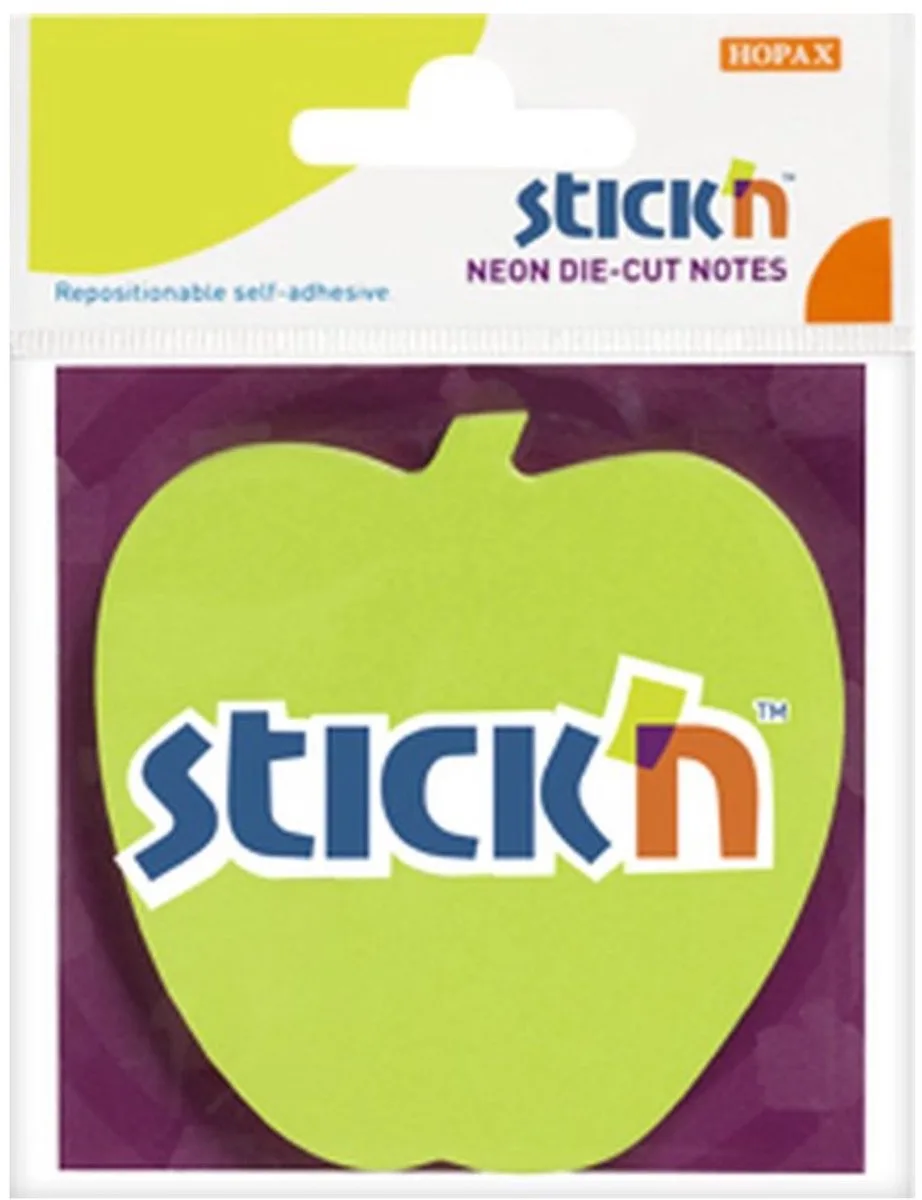Sticky notes - Appel vorm - 70x70mm - 50 vel - Neon Groen van Stick'n in Groene appel – productfoto