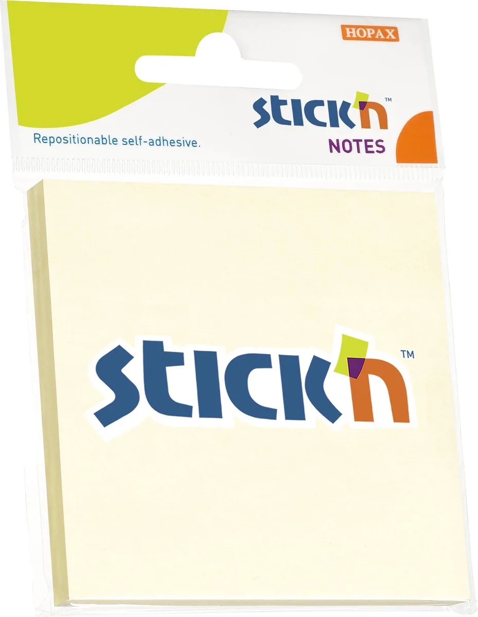 sticky notes blister - 76x76mm, 100 memoblaadjes van Stick'n in Pastel geel – productfoto