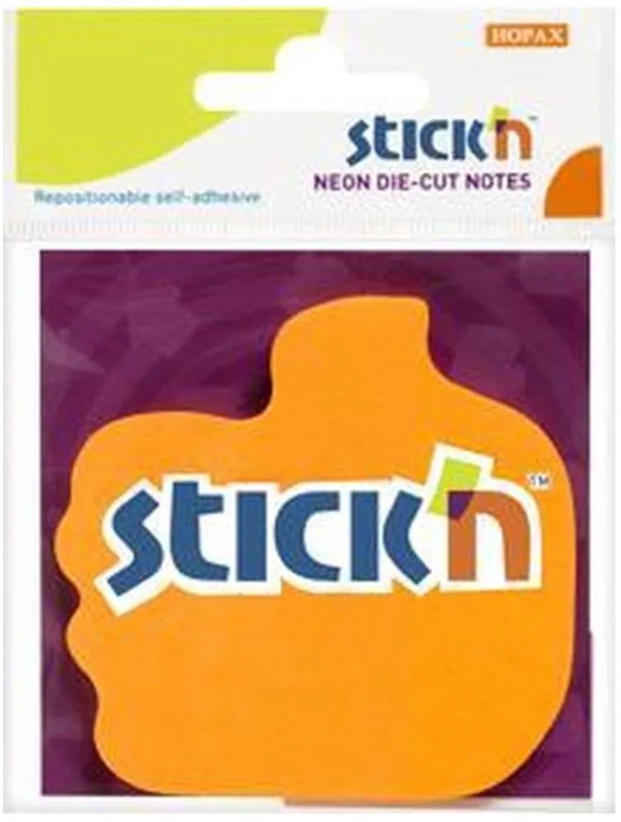 Sticky notes - Duim vorm - 70x70mm - Neon Oranje - 50 Memoblaadjes van Stick'n in Oranje duim – productfoto