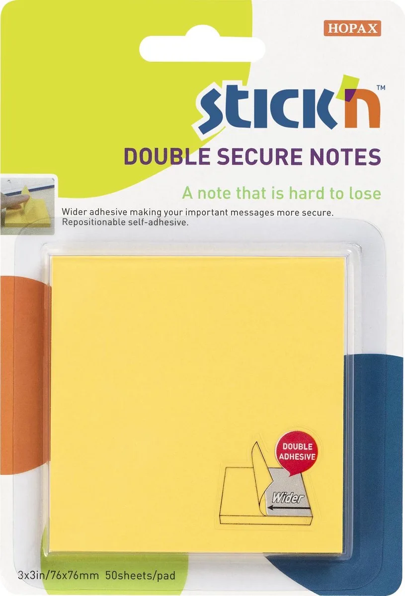 Sticky Notes - Extra Brede Lijm Laag - 76x76mm - 50 Memoblaadjes van Stick'n in Mango – productfoto