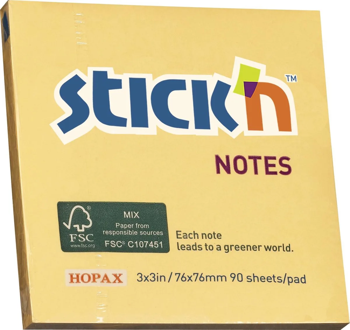 sticky notes - FSC - 76x76mm - Pastel - 90 memoblaadjes van Stick'n in Oranje – productfoto