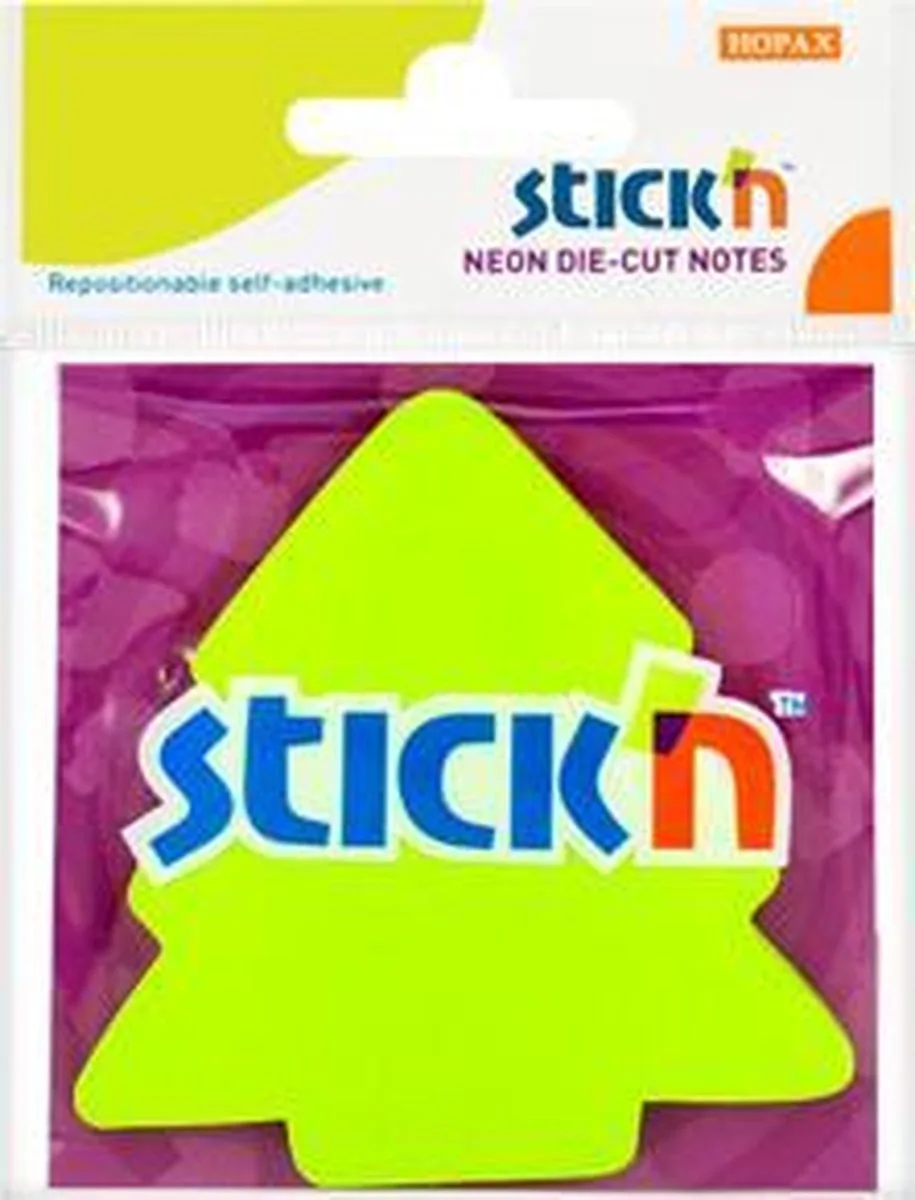 Sticky Notes - Kerstboom - Neon Groen - 70x70mm - 50 memoblaadjes van Stick'n in Groene kerstboom – productfoto