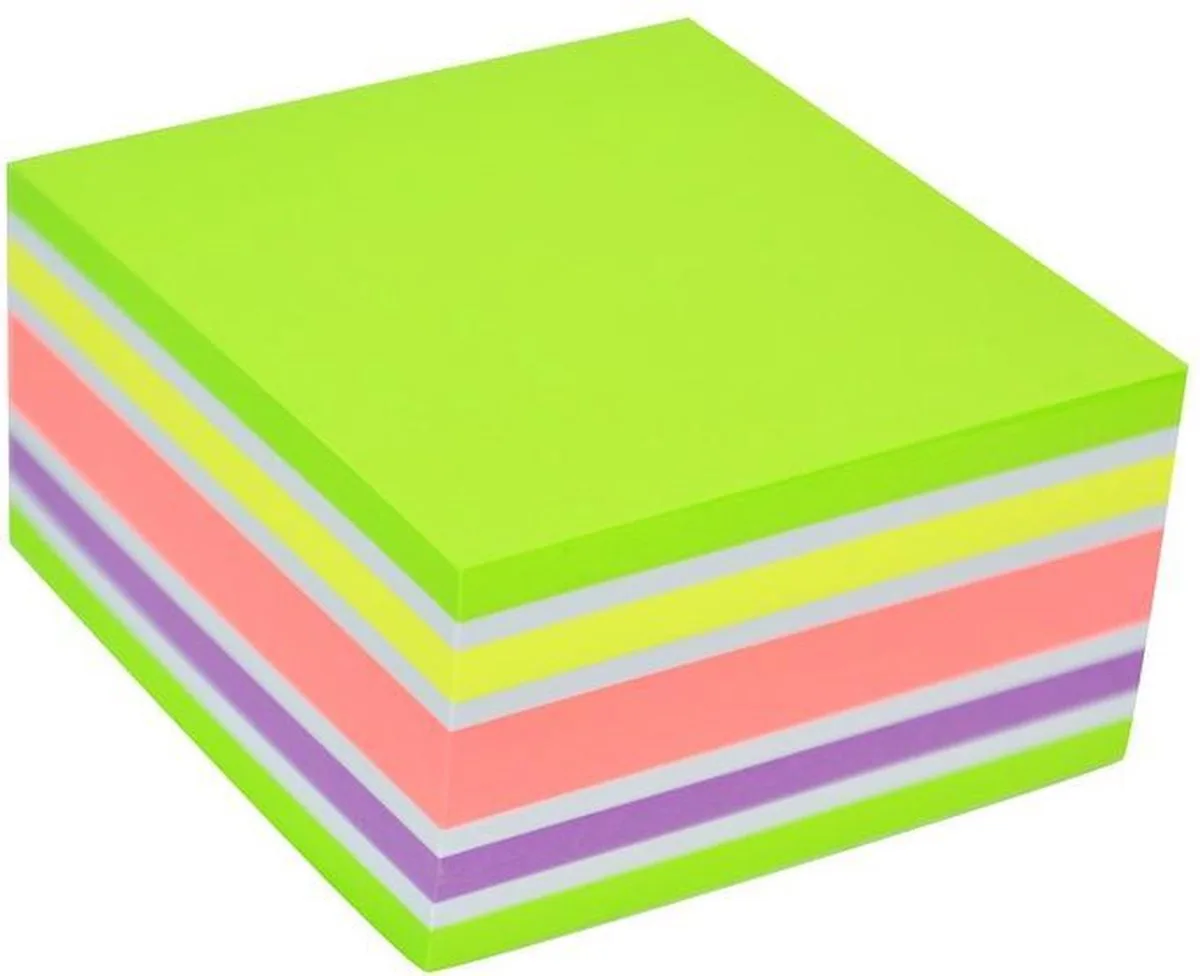 Sticky Notes Kubus - 76x76mm - Neon Pastel Mix - 400 memoblaadje von Stick'n in Grün – Produktfoto