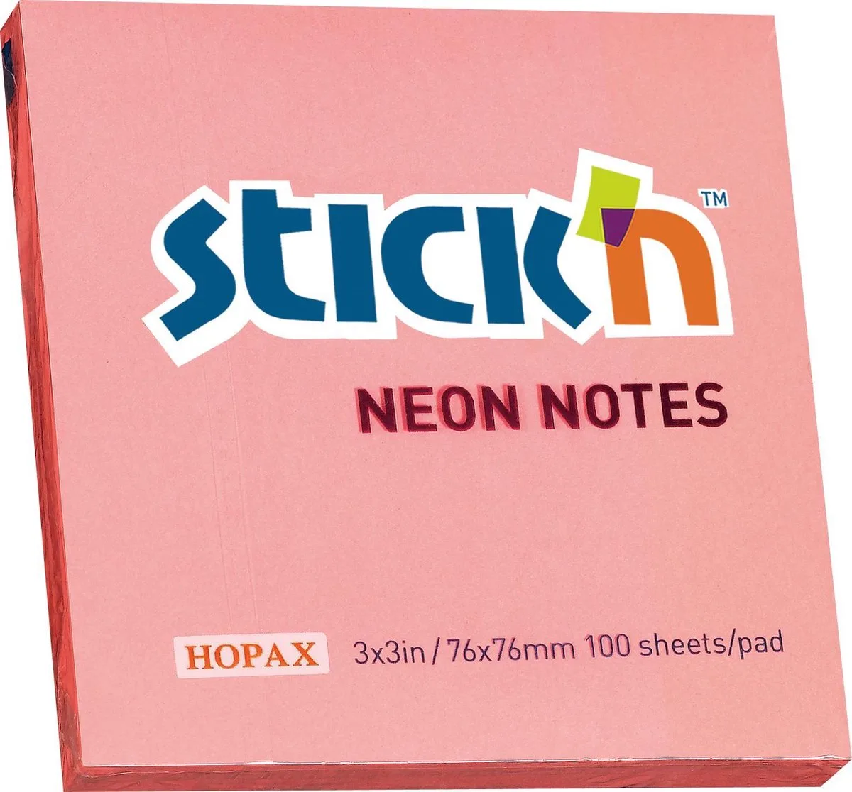 Sticky Notes - Memoblok - 76x76mm - Neon & Roze - 100 Memoblaadjes von Stick'n in Neon roze – Produktfoto