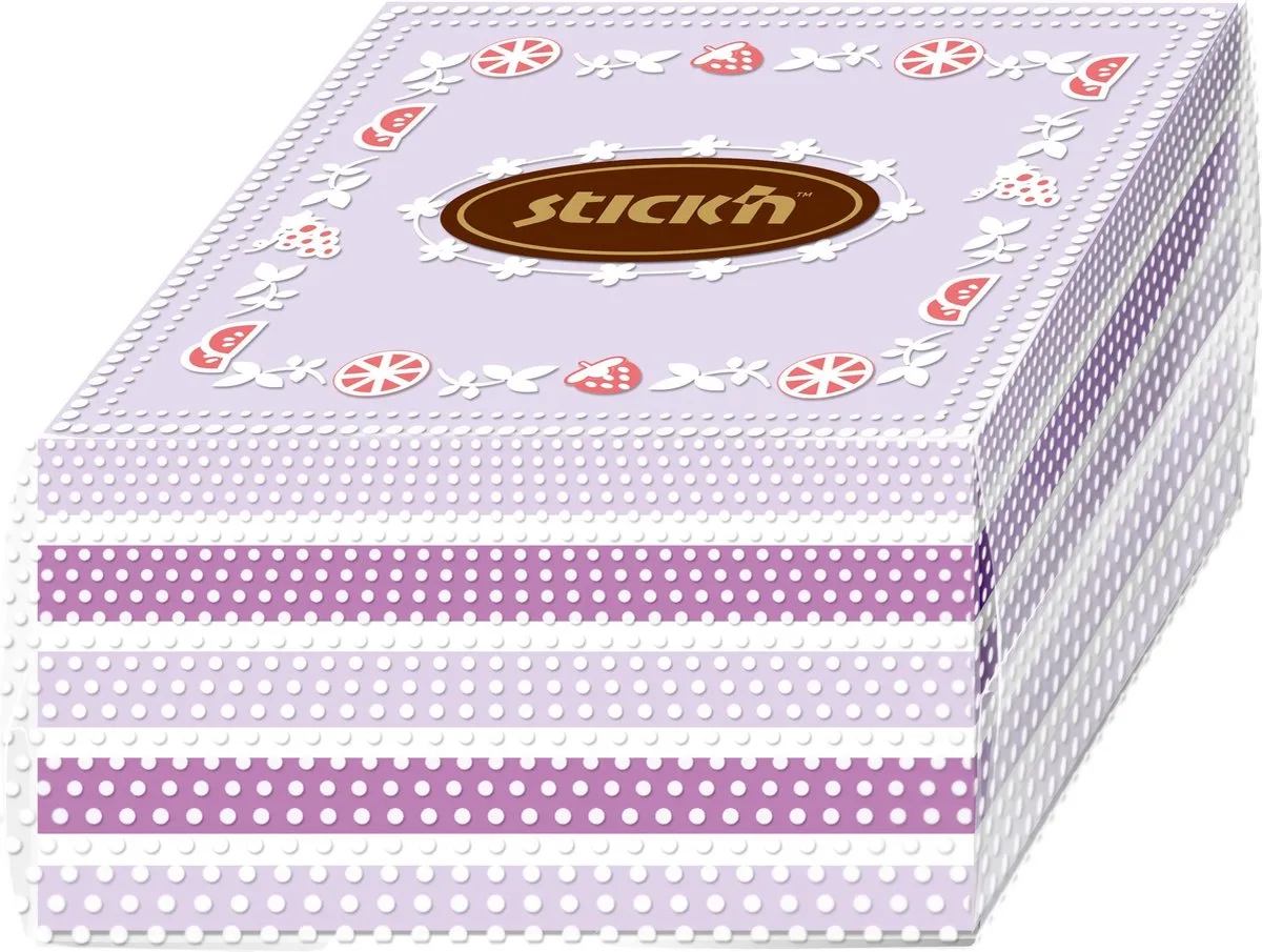 Sticky Notes Taart - Paars - 76 x 76mm - 350 Memoblaadjes fra Stick'n i Paars wit – produktbillede