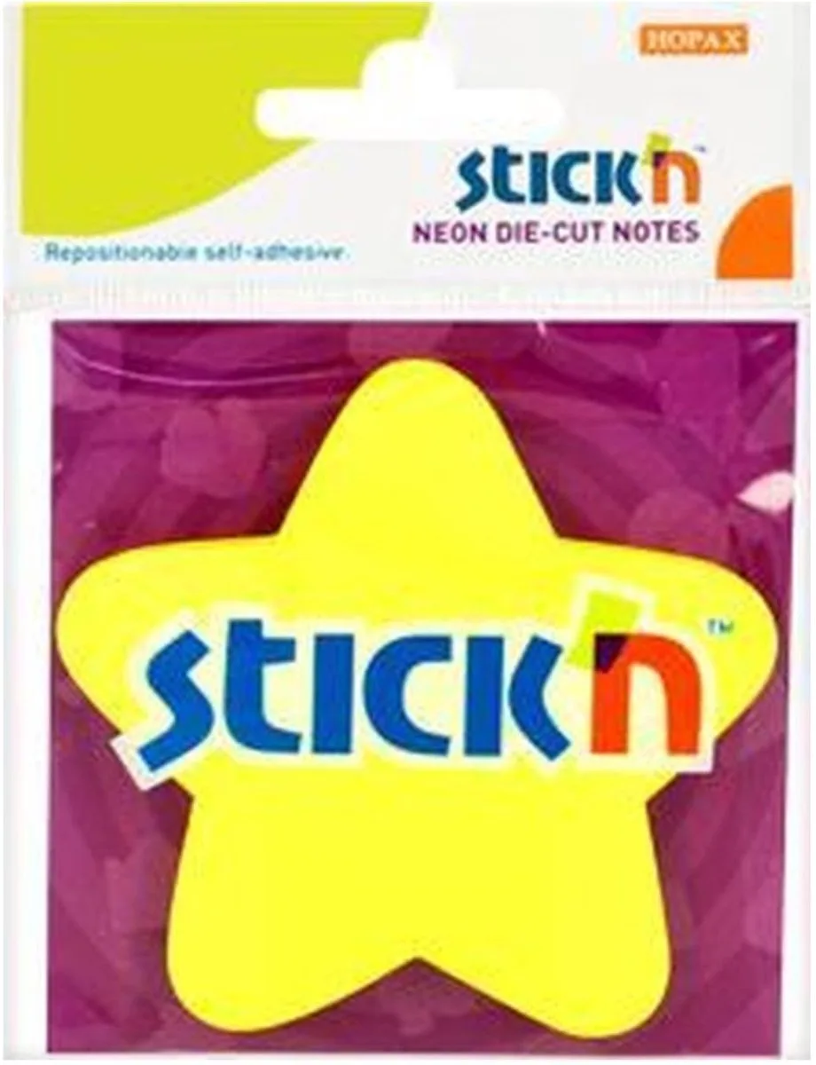 Sticky ster notes - 70x70mm - Neon Geel - 50 memoblaadjes von Stick'n in Gele ster – Produktfoto
