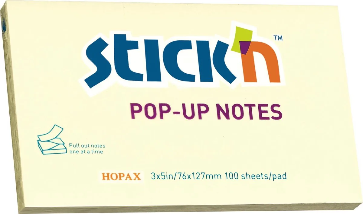 Z-note sticky notes - navullingen - 76x127mm, pastel 100 memoblaadjes van Stick'n in Geel – productfoto