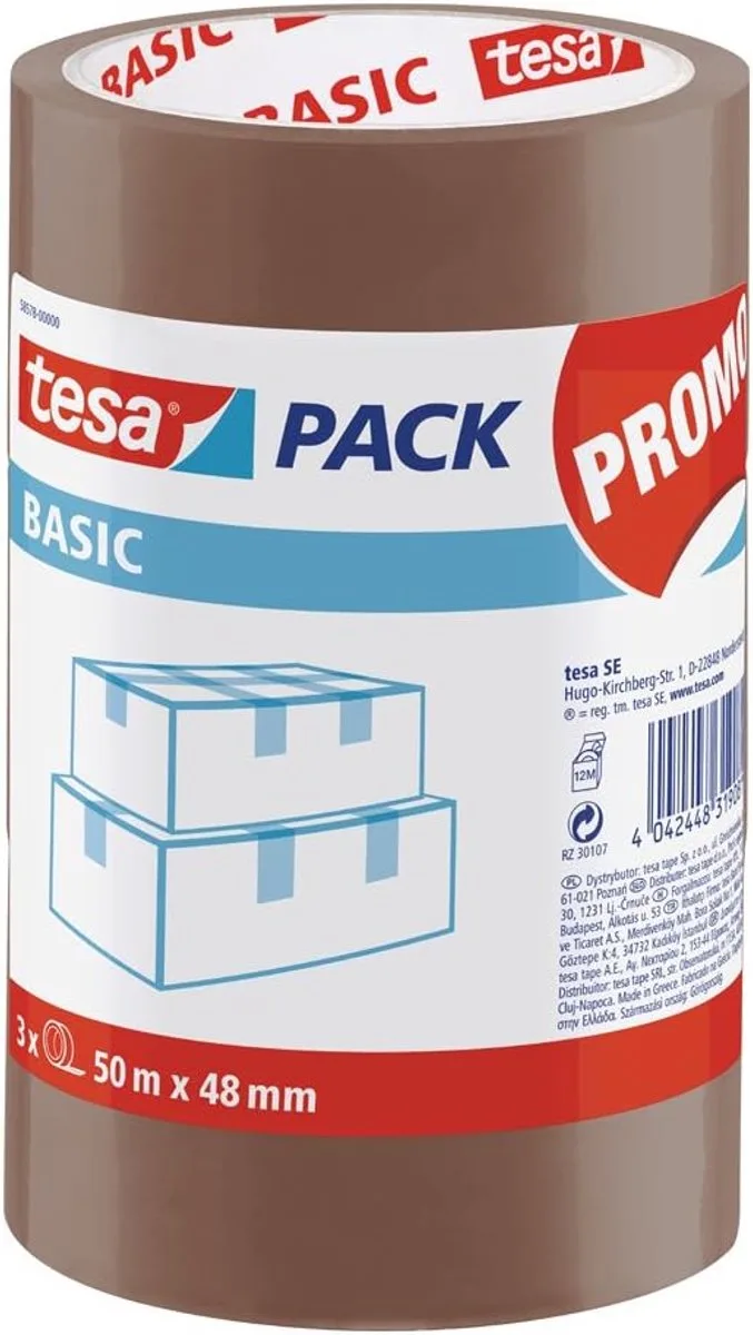 Basisverpakking plakband - 3 stuks - Bruin von tesa – Produktfoto