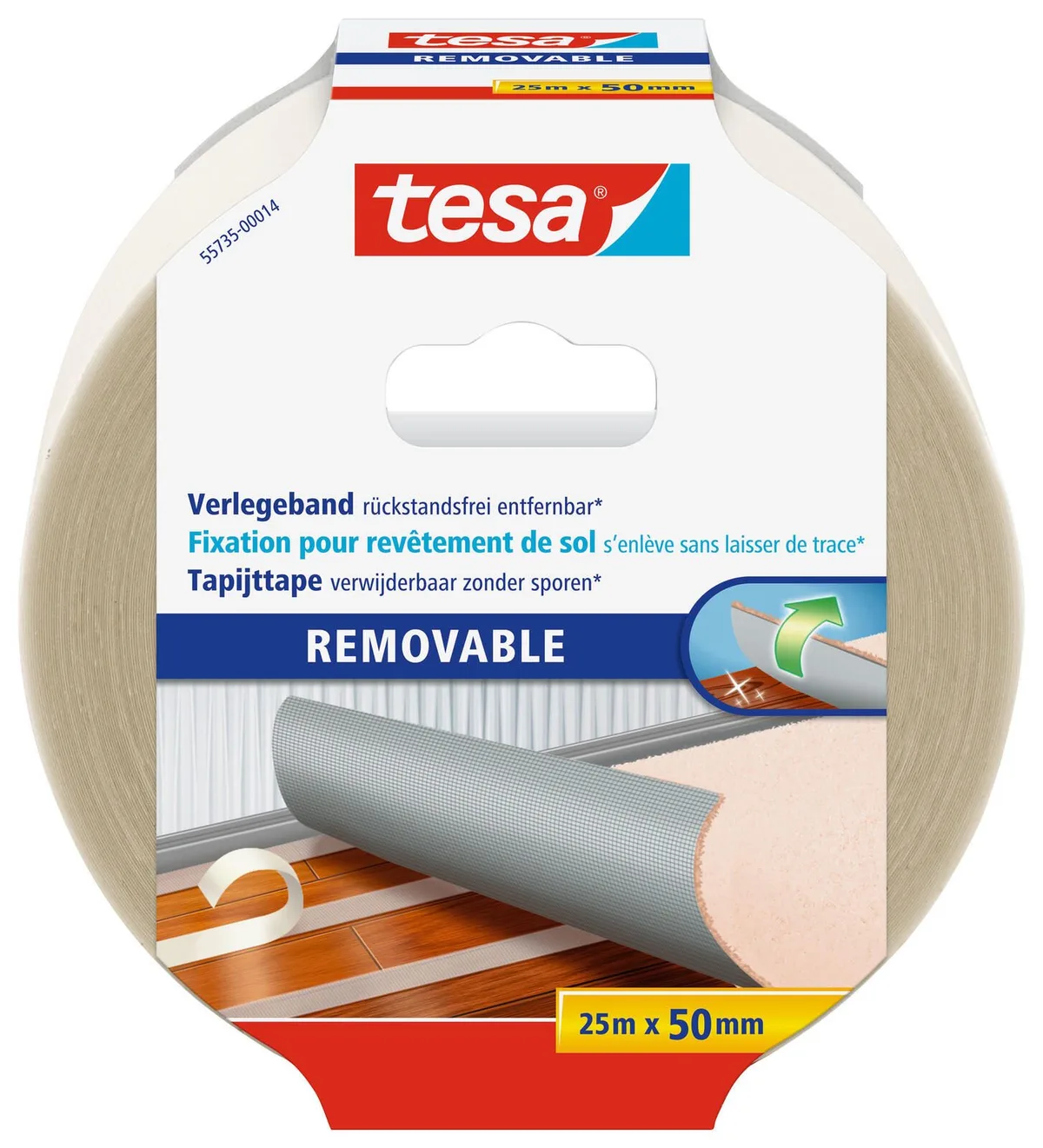 doppelseitiges Klebeband 50 mm x 25 m transparent från tesa – produktbild