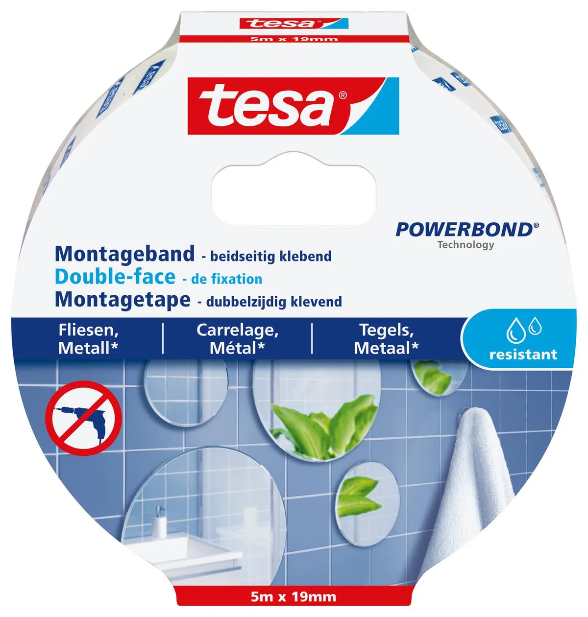doppelseitiges Klebeband Montageband 19,0 mm x 5,0 m de tesa – photo produit