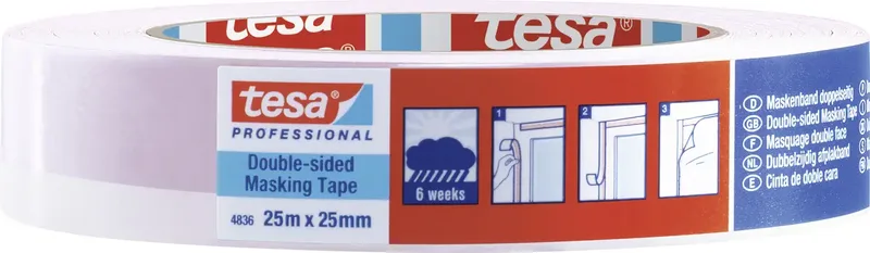DOUBLE-SIDED 04836-00001-00 Doppelseitiges Klebeband tesa® Professional Rot/Weiß (L x B) 25 m x 25 mm 1 St. by tesa – product photo