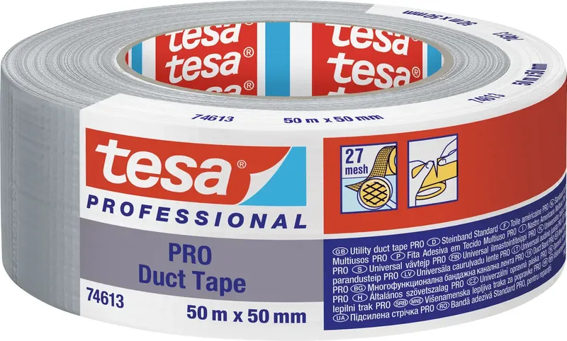 Duct Tape PRO 74613-00003-00 Reparatietape (l x b) 50 m x 50 mm 1 stuk(s) von tesa in Grau – Produktfoto