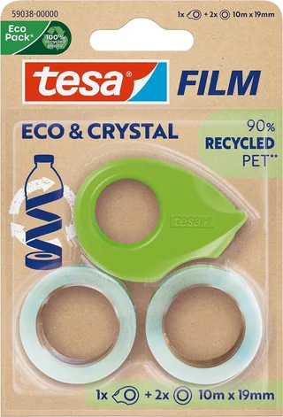 ECO & CRYSTAL, 2 Rollen 10mX19mm Blister,mit Abroller van tesa in Transparant – productfoto 1 van 2