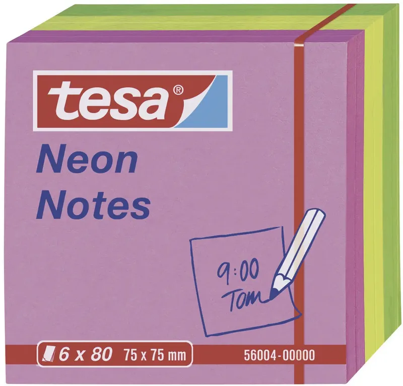 Haftnotiz 56004-00-00 75 mm x 75 mm Pink, Gelb, Grün 480 Blatt de tesa – photo produit