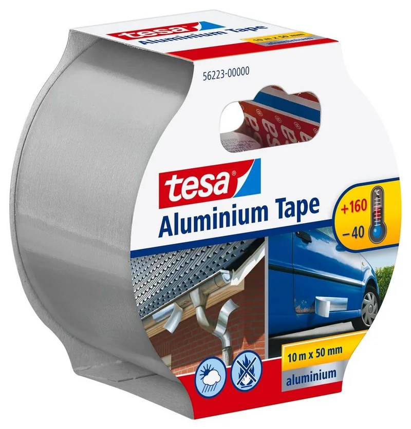 Klebeband Aluklebeband Aluminium Tape - extra starkes Alu-Tape - 10 m : 50 mm (Packung, 1-St) ideal zum Reparieren & Abdichten - hitzebeständig - silber matt de tesa en Argent – photo produit