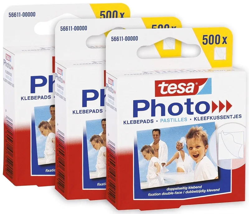 Klebeband Photo Klebepads (Spar-Set, 3-St) transparent - 500er Pack de tesa – photo produit