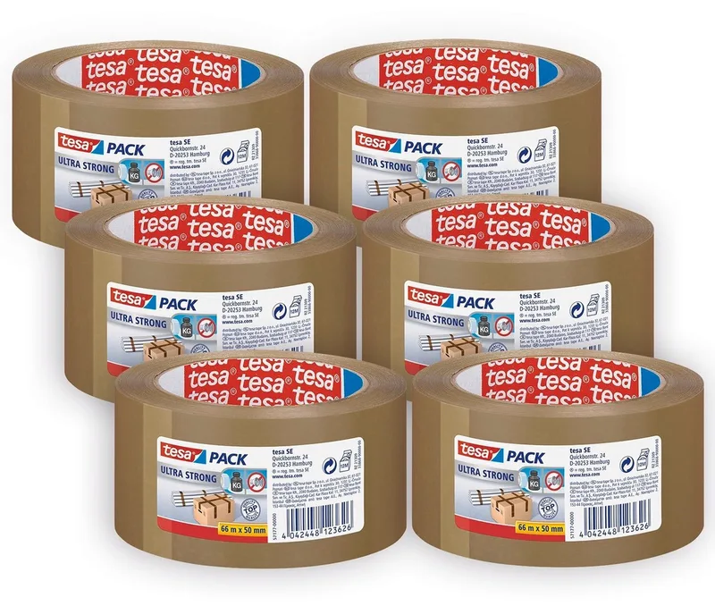 Klebeband tesapack ULTRA STRONG extra starkes Paketklebeband (Spar-Set, 6-St) - 66 m : 50 mm von tesa in Braun – Produktfoto
