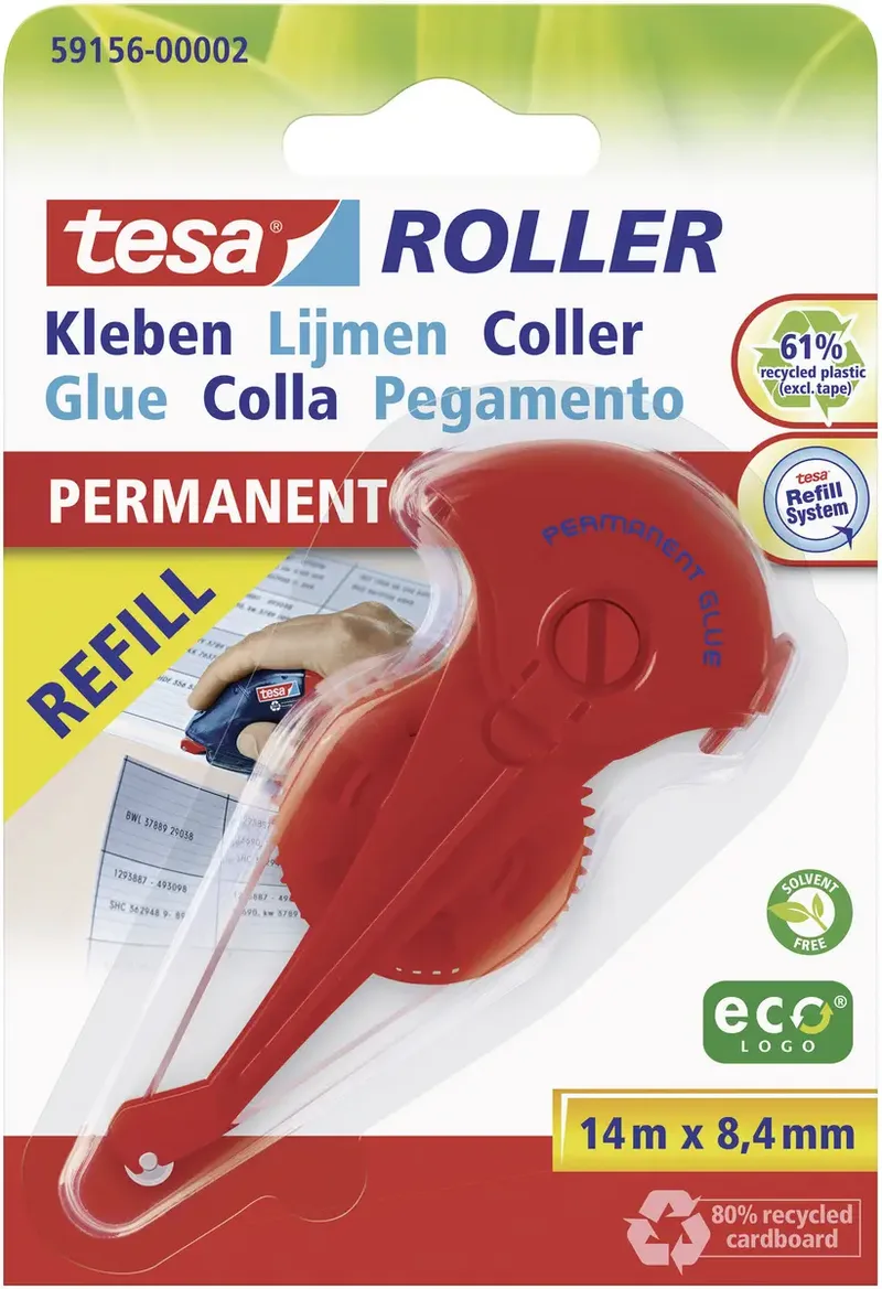Nachfüllkassette Kleberoller ROLLER Permanent ecoLogo® 8.4 mm 14 m Permanent haftend nachfüllbar: Nein 59156-00002-06 1 St. von tesa – Produktfoto