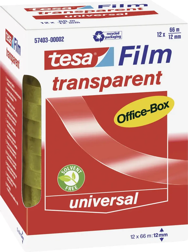 OFFICE-BOX 57403-00002-01 tesafilm Transparent (L x B) 66 m x 12 mm 12 St. fra tesa – produktbillede