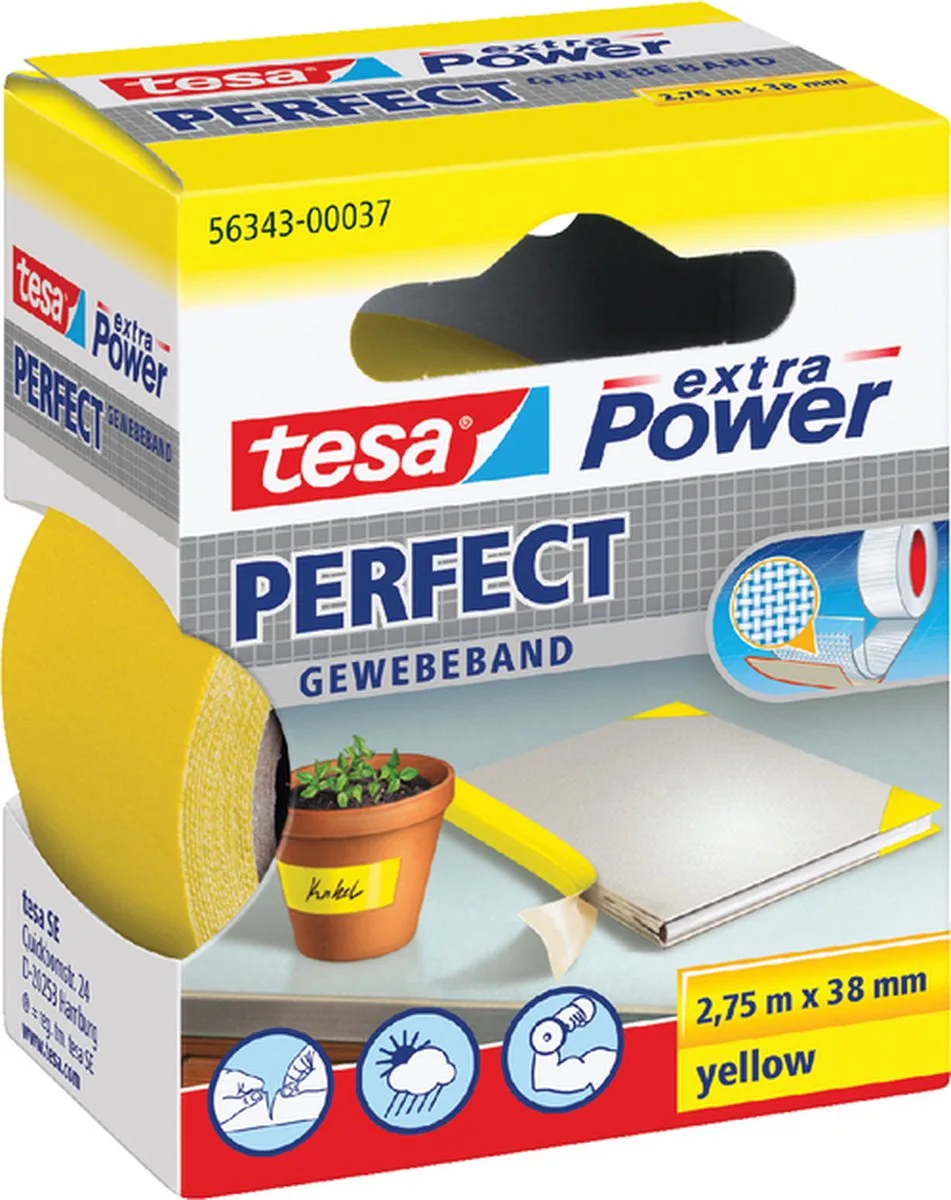 Plakband Tesa textiel 38mmx2.75m - 6 stuks - 6 stuks de tesa en Jaune – photo produit