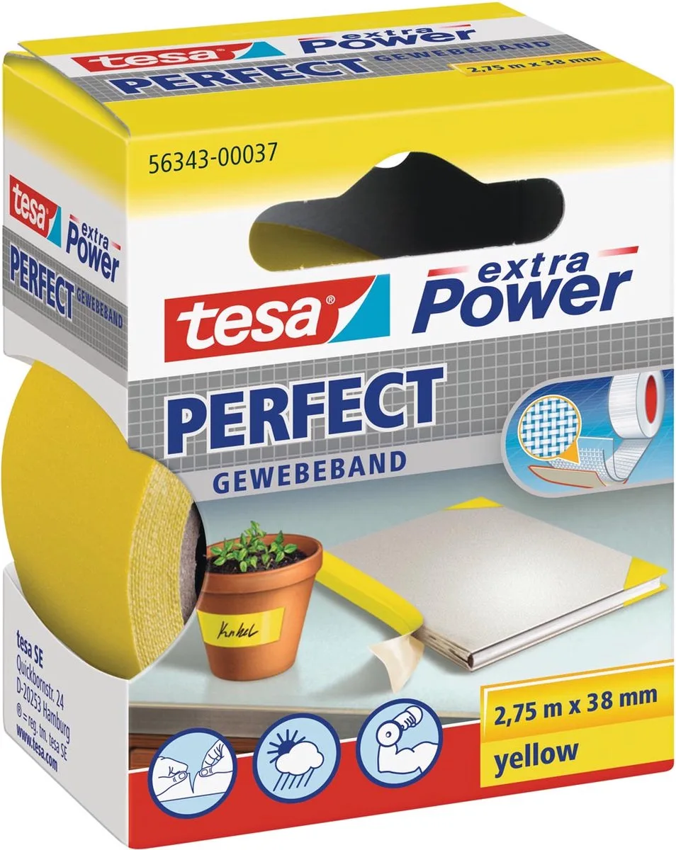 Plakband Tesa textiel 38mmx2.75m - 6 stuks - 6 stuks de tesa en Jaune – photo produit
