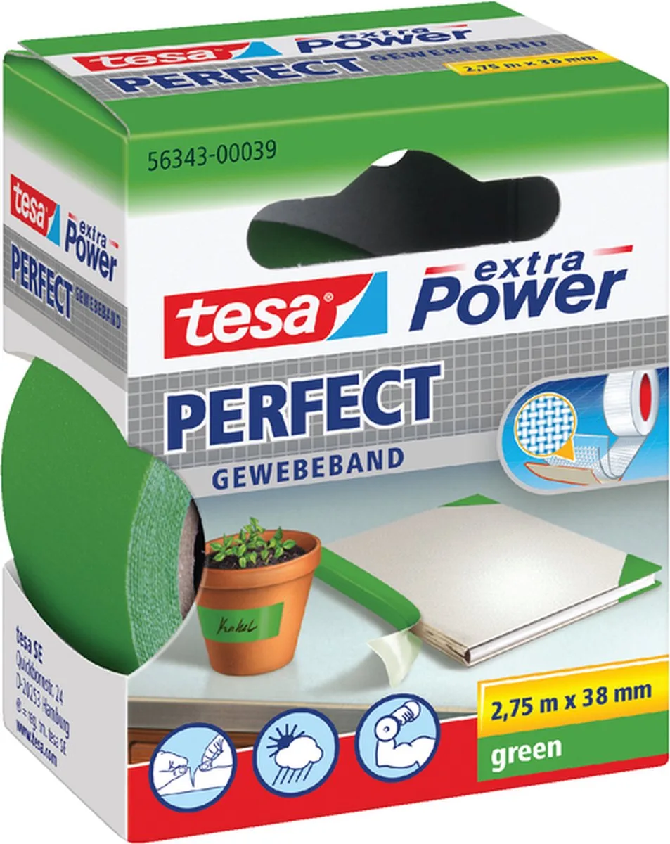 Plakband Tesa textiel 38mmx2.75m - 6 stuks - 6 stuks de tesa en Vert – photo produit