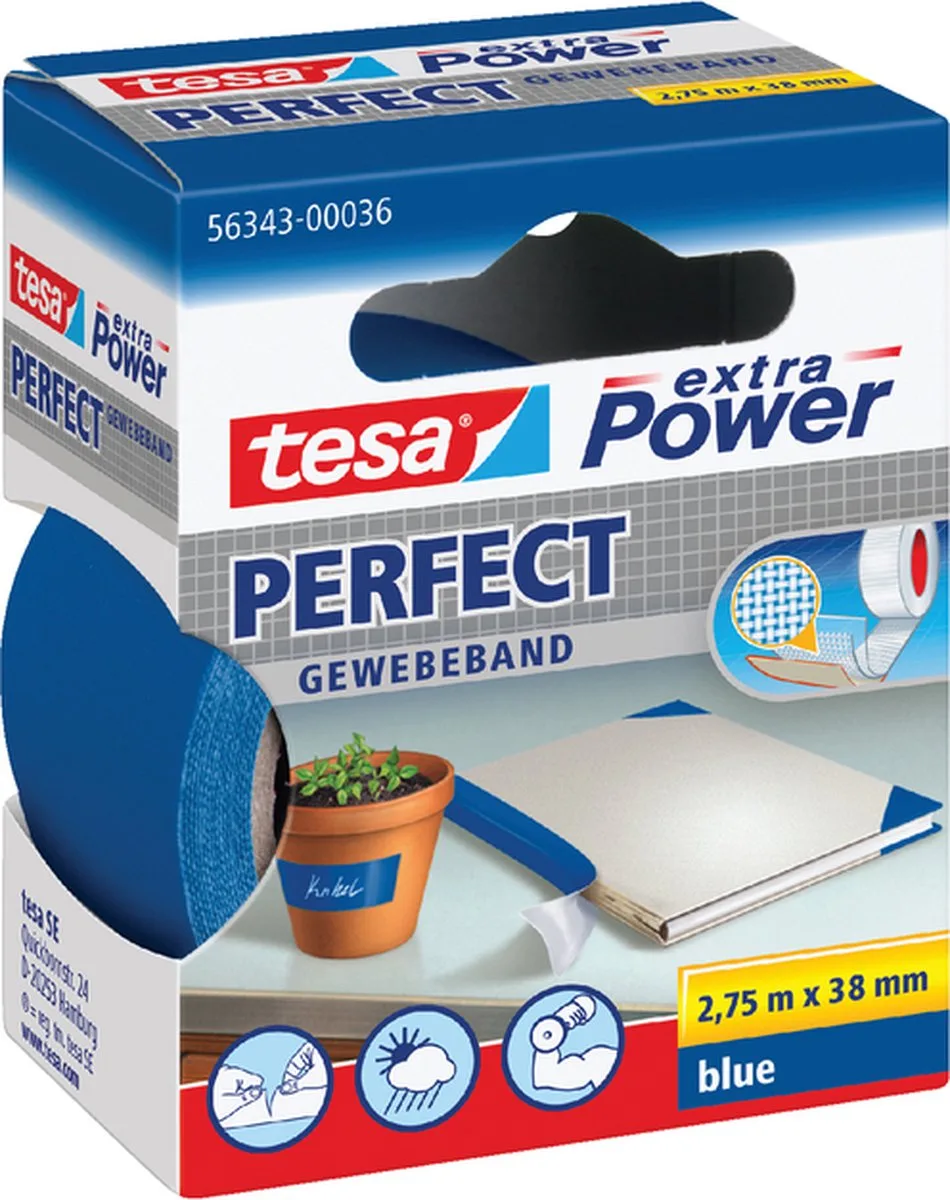Plakband Tesa textiel 38mmx2.75m | 6 stuks de tesa en Bleu – photo produit