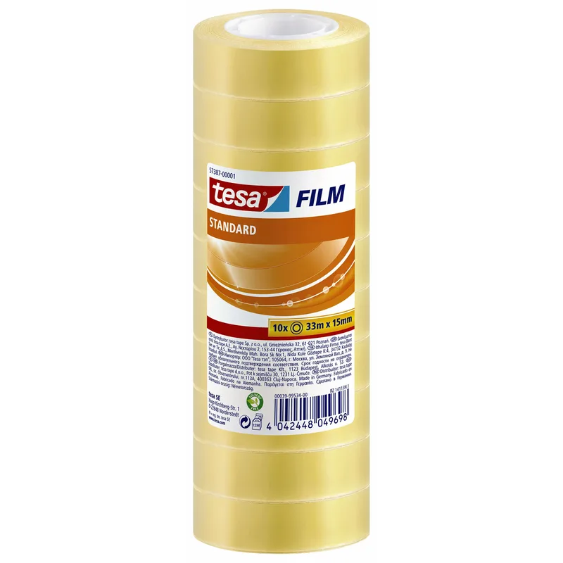 Plakband tesafilm standaard 33mx15mm tr 10 rol von tesa – Produktfoto