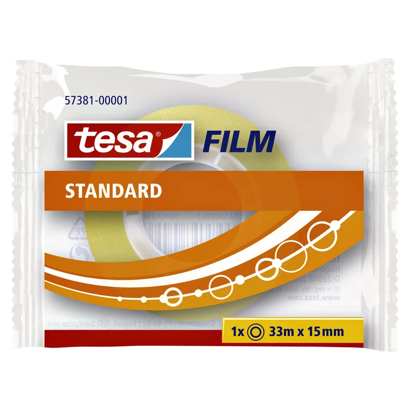 Plakband tesafilm standaard 33mx15mm transparant | 30 stuks de tesa – photo produit