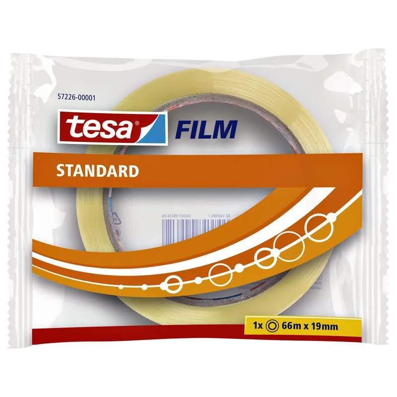 Plakband tesafilm standaard 66mx19mm transparant | 8 stuks de tesa – photo produit