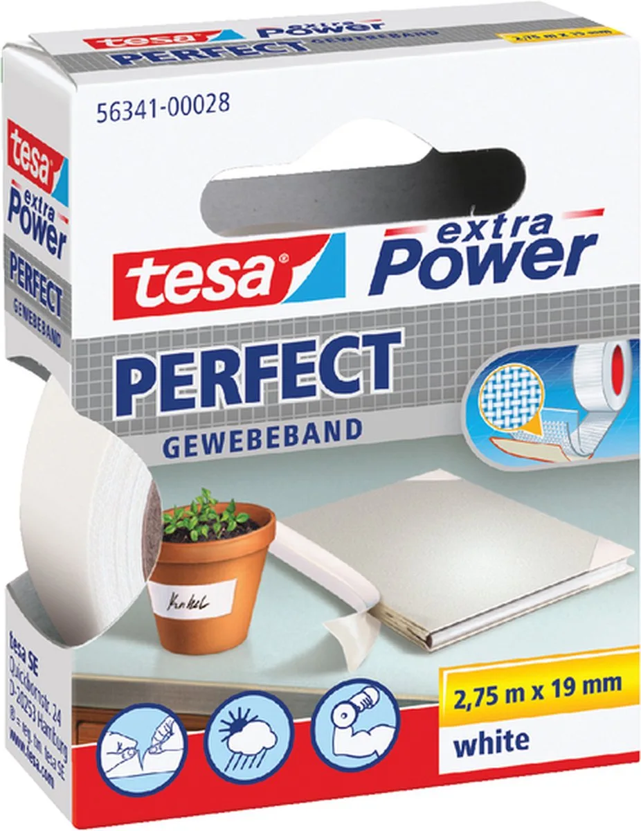 Plakband textiel 19mmx2.75m | 10 stuks de tesa en Blanc – photo produit