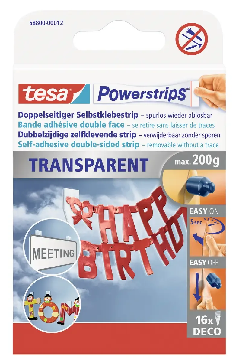 POWERSTRIPS® Dubbelzijdig plakband Inhoud: 16 stuk(s) de tesa en Transparent – photo produit