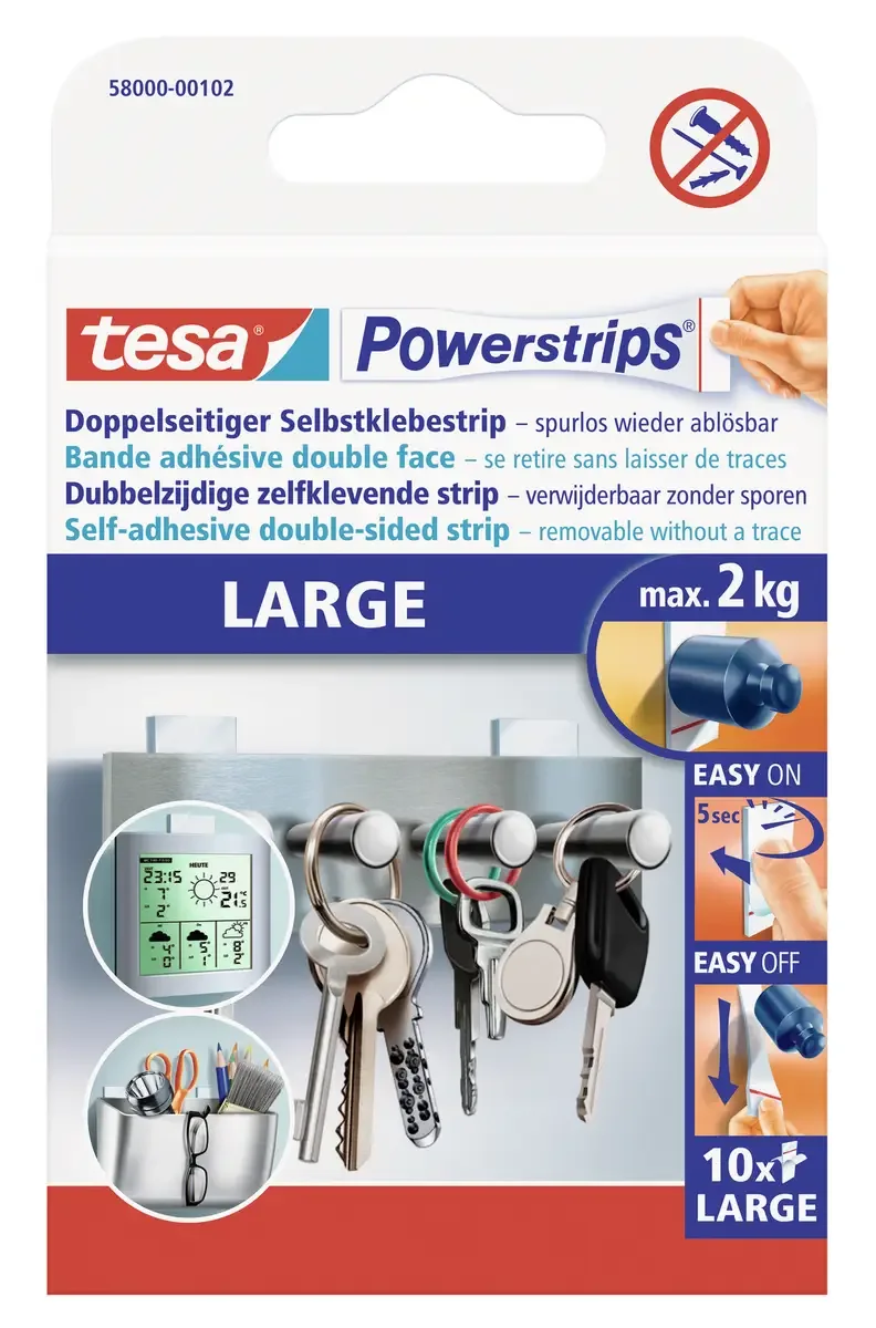 POWERSTRIPS® Large Dubbelzijdig plakband Inhoud: 10 stuk(s) von tesa in Weiß – Produktfoto