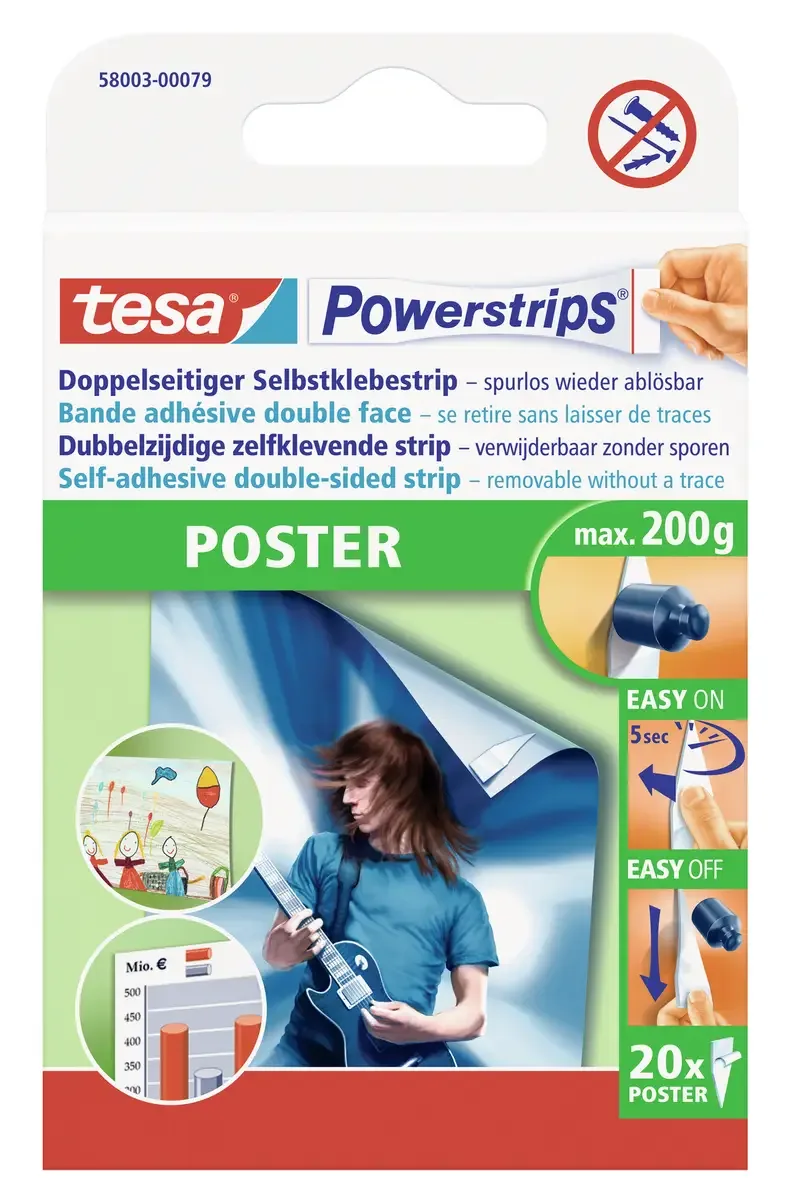 POWERSTRIPS® Poster Dubbelzijdig plakband Inhoud: 20 stuk(s) von tesa in Weiß – Produktfoto