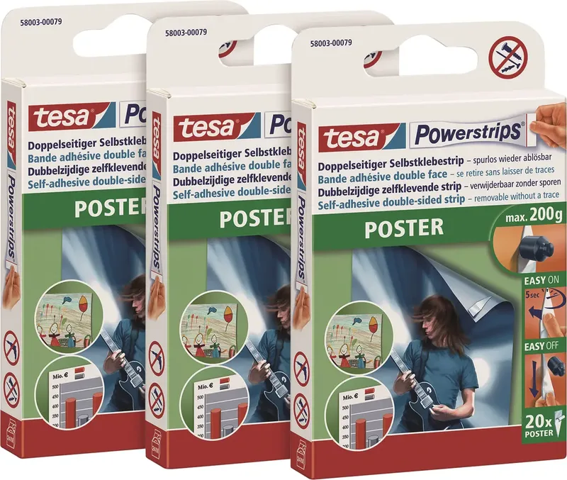 POWERSTRIPS® Poster Dubbelzijdig plakband Inhoud: 60 stuk(s) by tesa in White – product photo